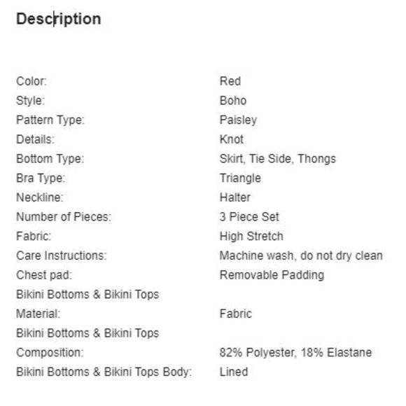 Red Boho Hankerchief Bikini Set - Picture 3 of 4